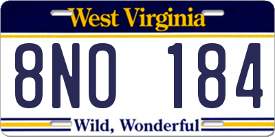 WV license plate 8NO184