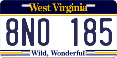 WV license plate 8NO185
