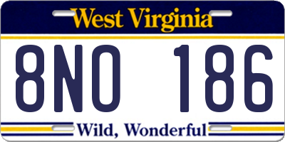 WV license plate 8NO186