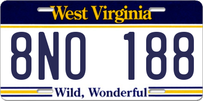 WV license plate 8NO188