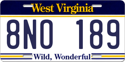 WV license plate 8NO189