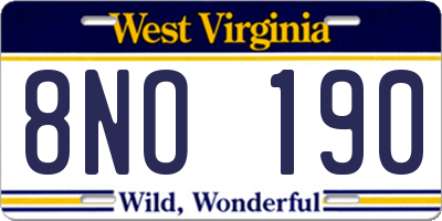 WV license plate 8NO190