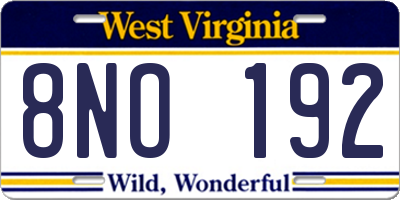 WV license plate 8NO192