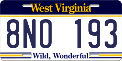 WV license plate 8NO193