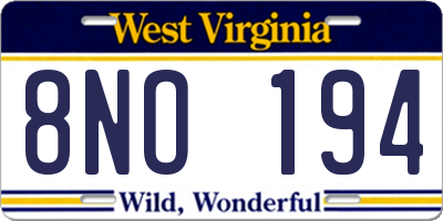 WV license plate 8NO194