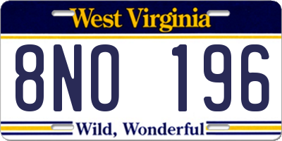 WV license plate 8NO196
