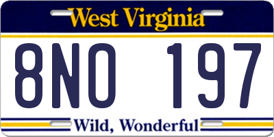 WV license plate 8NO197