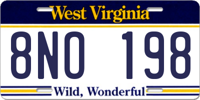 WV license plate 8NO198