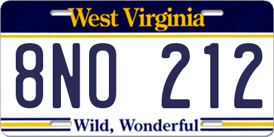 WV license plate 8NO212