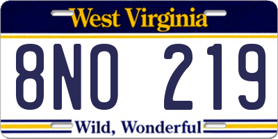 WV license plate 8NO219