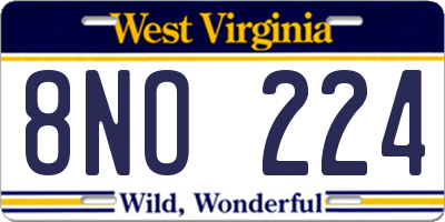 WV license plate 8NO224