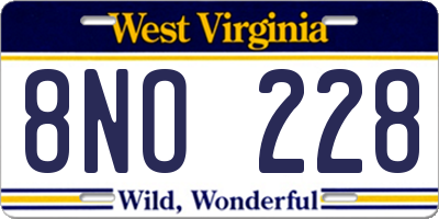 WV license plate 8NO228