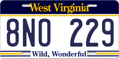 WV license plate 8NO229