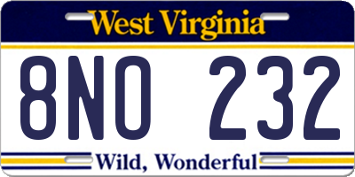 WV license plate 8NO232