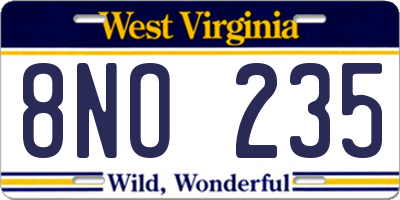 WV license plate 8NO235