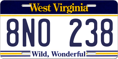 WV license plate 8NO238