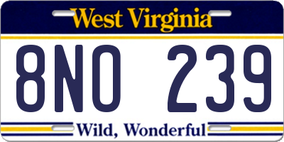 WV license plate 8NO239