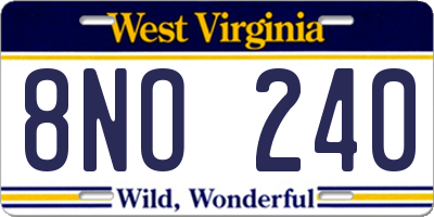 WV license plate 8NO240