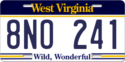 WV license plate 8NO241