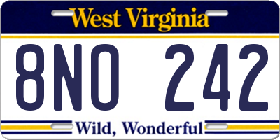 WV license plate 8NO242