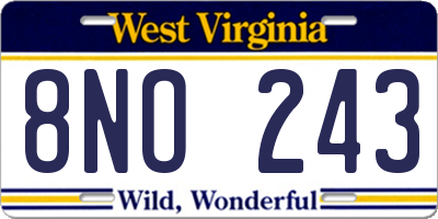 WV license plate 8NO243