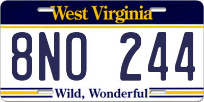 WV license plate 8NO244
