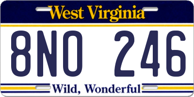 WV license plate 8NO246