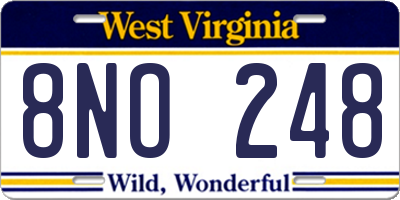 WV license plate 8NO248