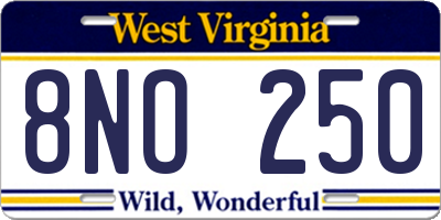 WV license plate 8NO250