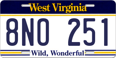 WV license plate 8NO251