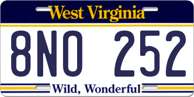 WV license plate 8NO252
