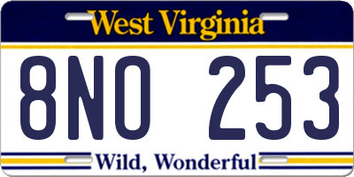 WV license plate 8NO253