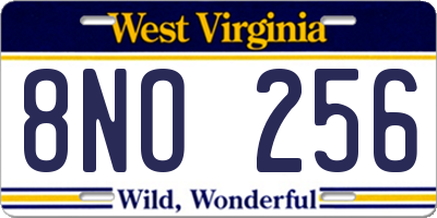 WV license plate 8NO256
