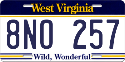 WV license plate 8NO257