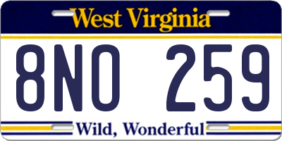 WV license plate 8NO259
