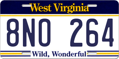 WV license plate 8NO264