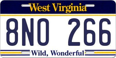 WV license plate 8NO266