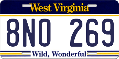 WV license plate 8NO269