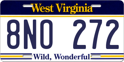 WV license plate 8NO272