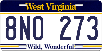 WV license plate 8NO273