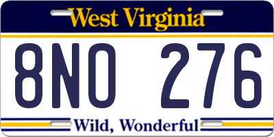 WV license plate 8NO276