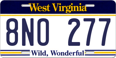 WV license plate 8NO277
