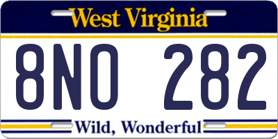 WV license plate 8NO282