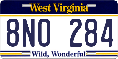 WV license plate 8NO284