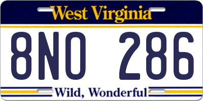 WV license plate 8NO286