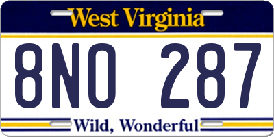 WV license plate 8NO287