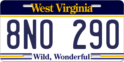 WV license plate 8NO290