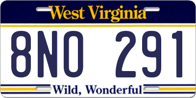 WV license plate 8NO291