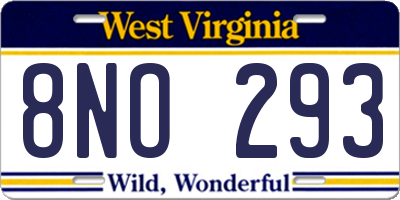 WV license plate 8NO293