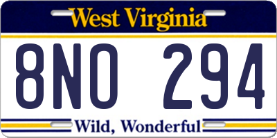 WV license plate 8NO294